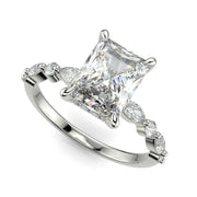 Julija Radiant Cut Pave Hidden Halo Shared Prong Claw Set Ring - Nivetta